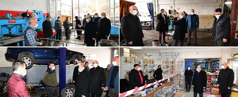 Vali Ustaoğlu ve Başkan Kara Fatih Sanayi Sitesi'nde koronavirüs uyarısında bulundu